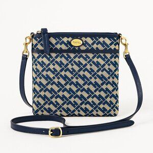 Tommy Hilfiger Navy & Tan Monogram Crossbody Bag with Adjustable Strap